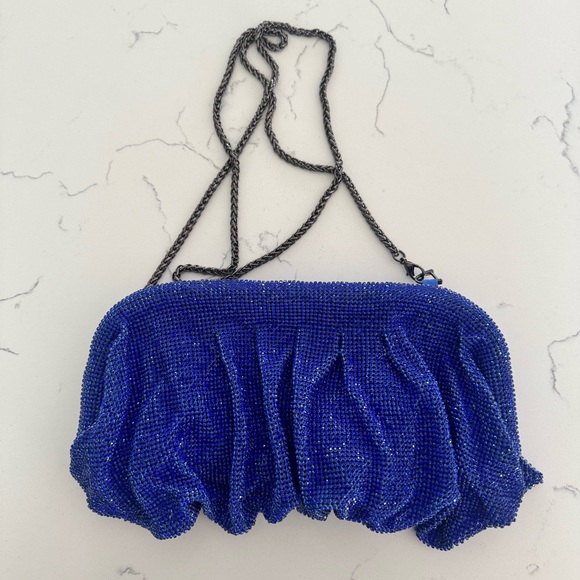 Urban Expressions Irina Blue Rhinestone Clutch Bag Glam Y2K Evening Crossbody